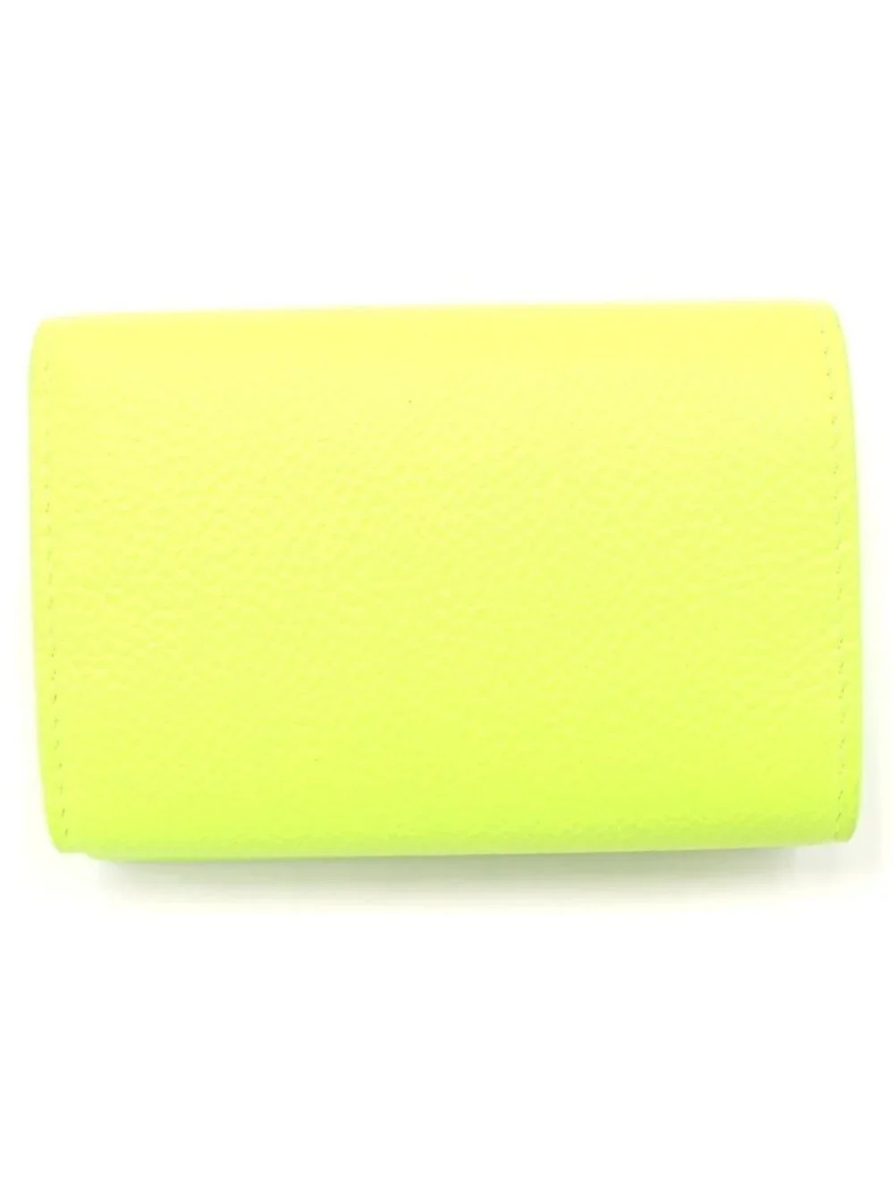 Balenciaga Cash Mini Wallet Trifold Logo Leather Yellow Green